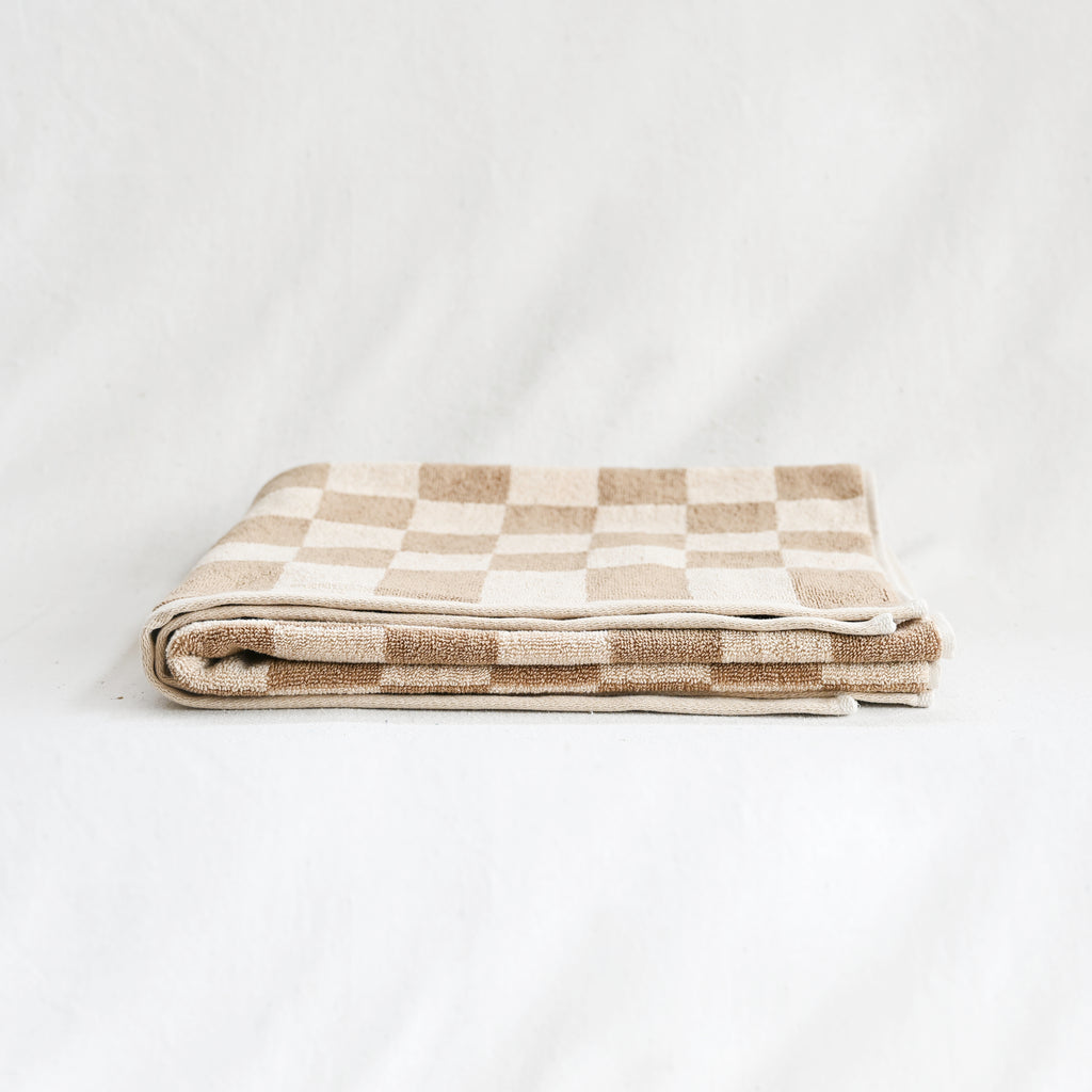 Bathhouse Check Organic Cotton Towel - Tan