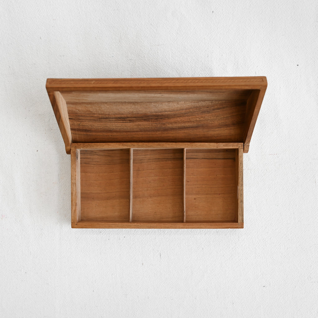 Vintage Wood Carved Jewelry Box