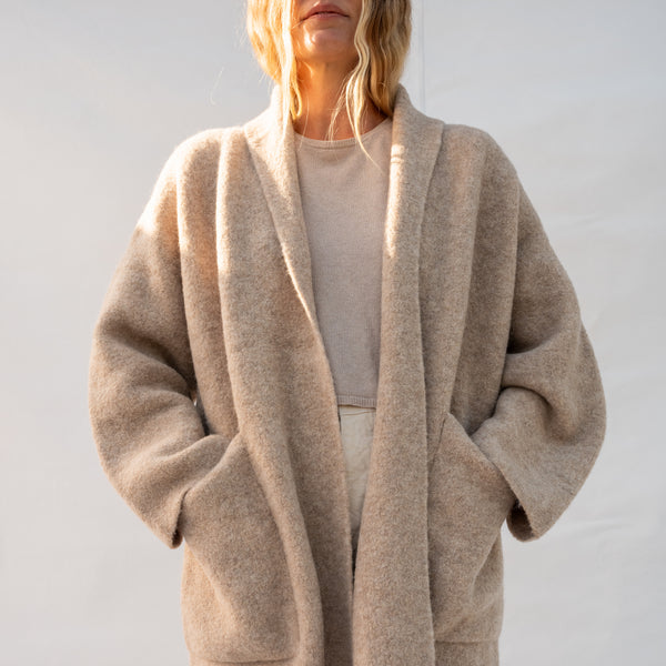 Double Face Long Coat - Oak
