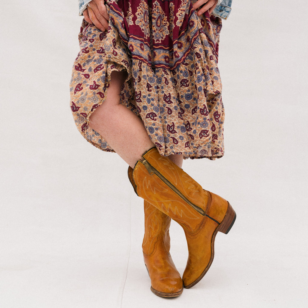 Vintage Zip Up Cowboy Boot
