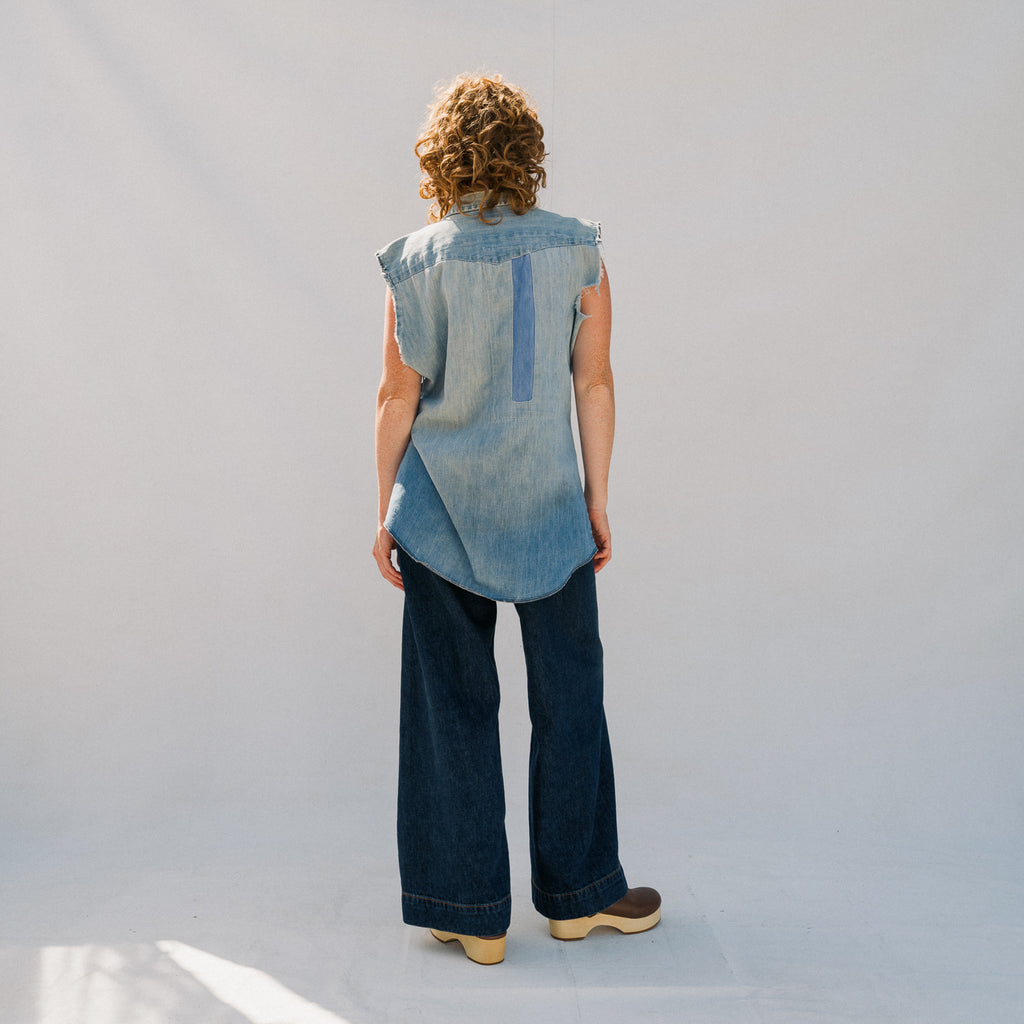 Vintage Denim Cutoff Shirt