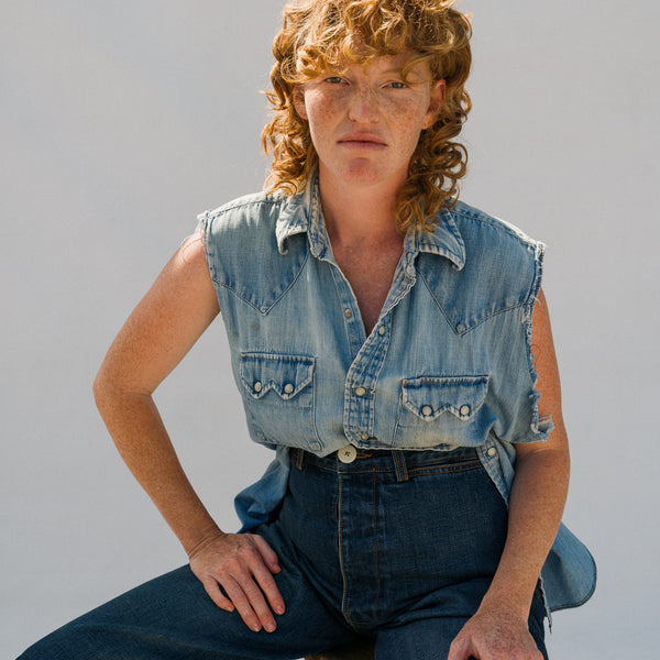 Vintage Denim Cutoff Shirt