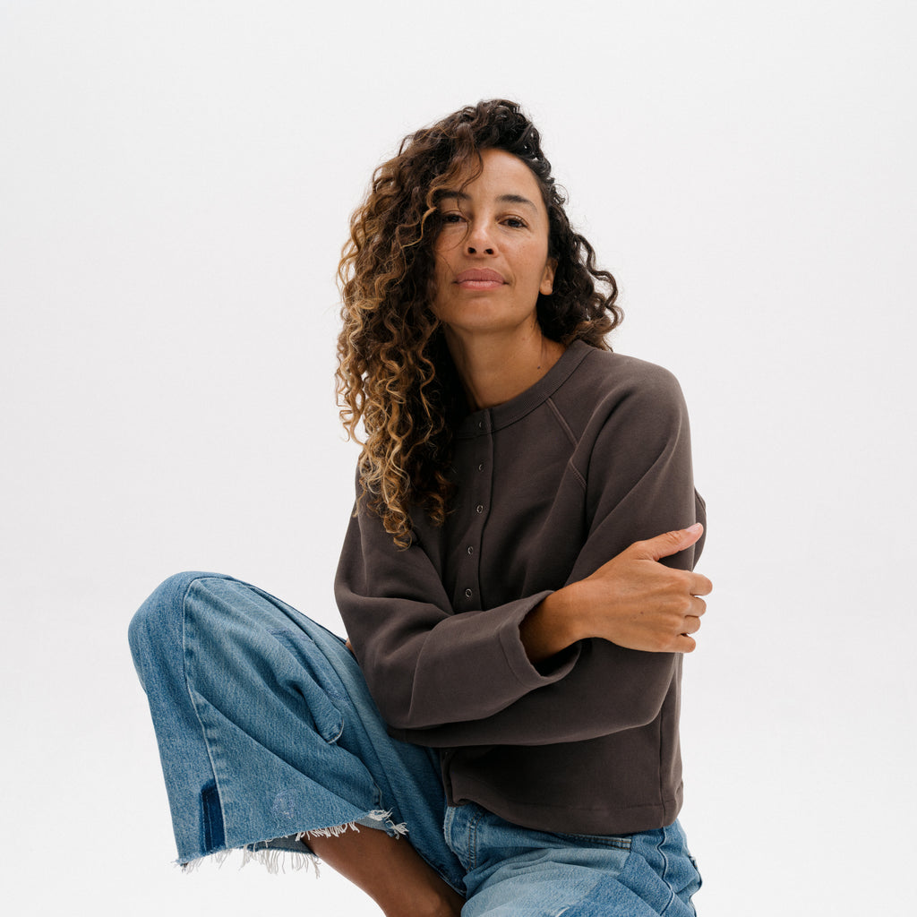 Snap Cardigan - Vintage Saddle Overdye
