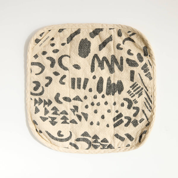 Potholder - Dashes & Moons - Charcoal  - Cream