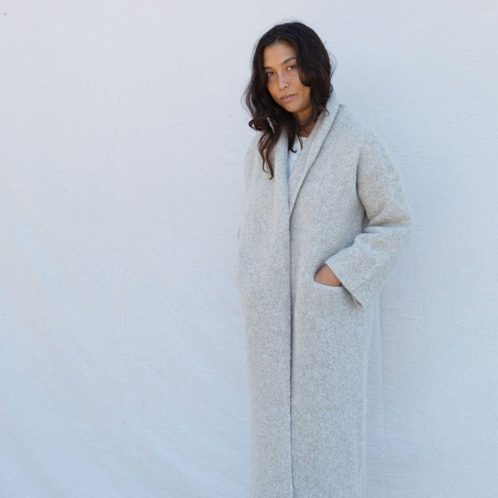 Long Shawl Cardigan - Pebble