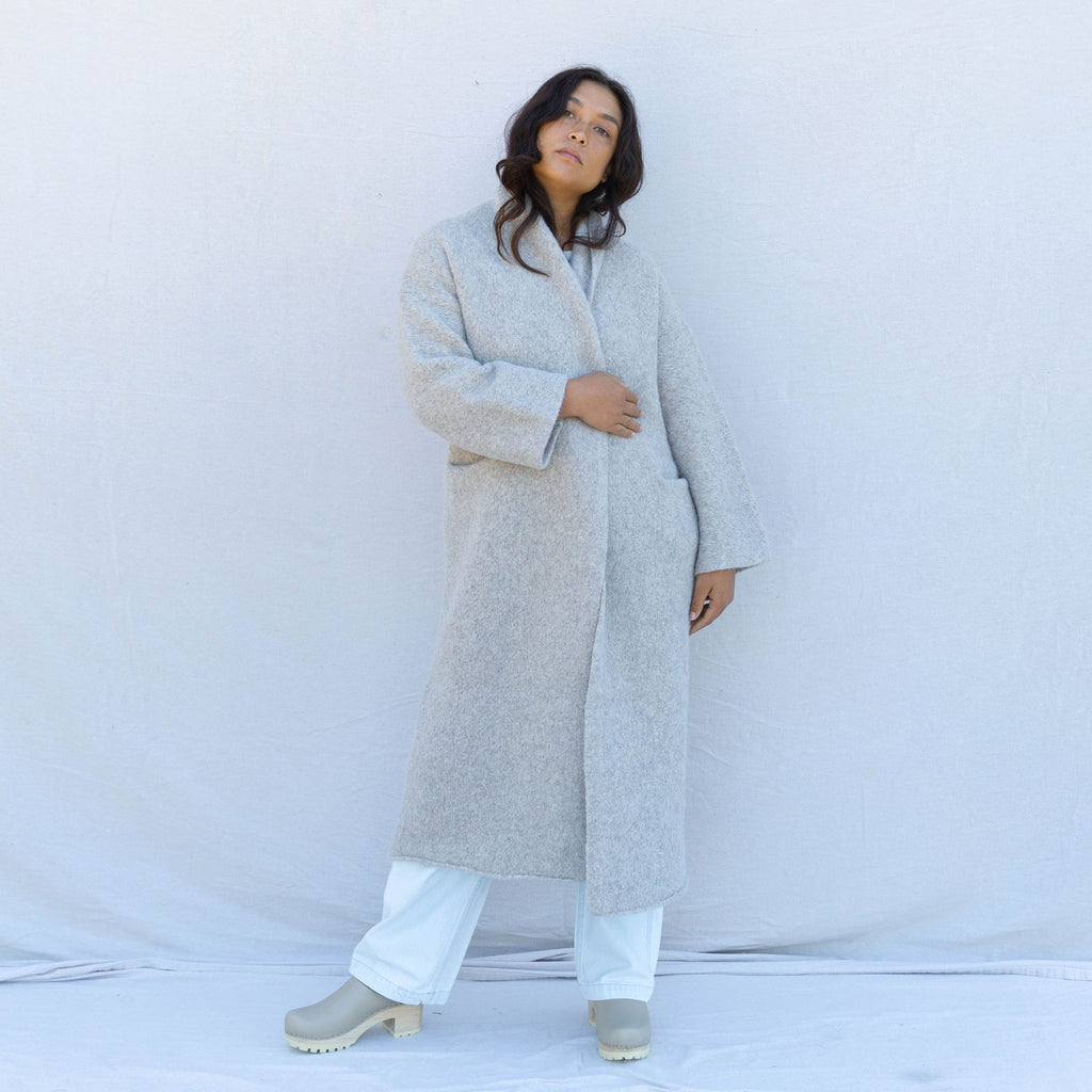 Long Shawl Cardigan - Pebble