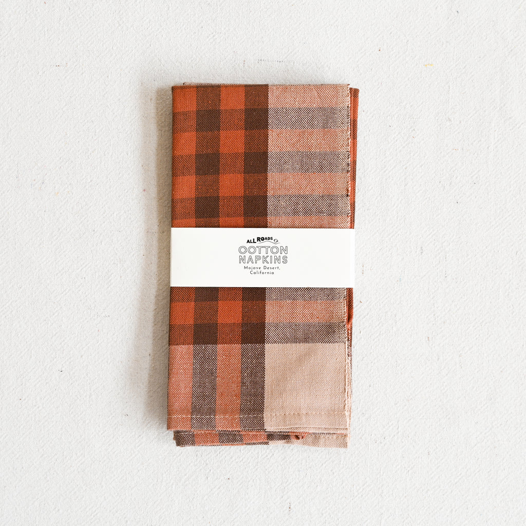 Grid Napkin Pair - Terracotta