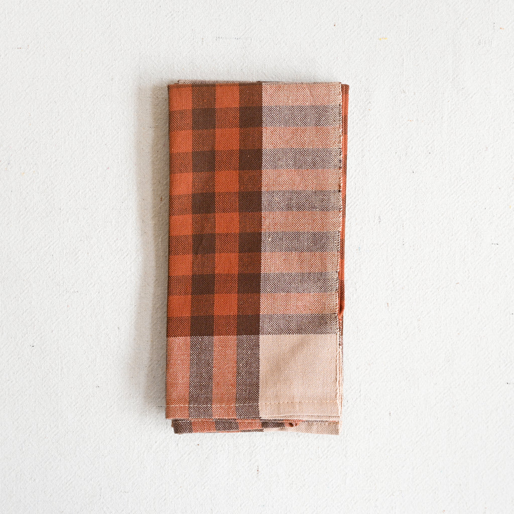 Grid Napkin Pair - Terracotta