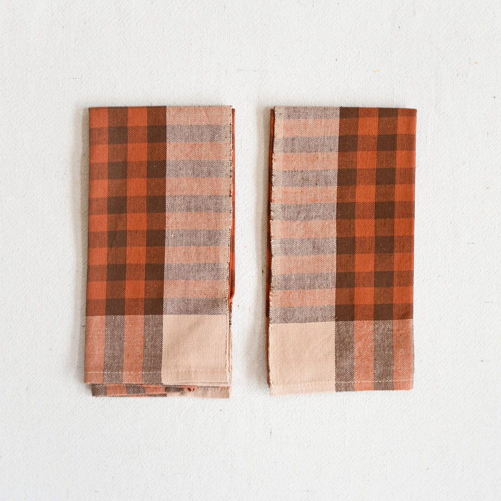 Grid Napkin Pair - Terracotta
