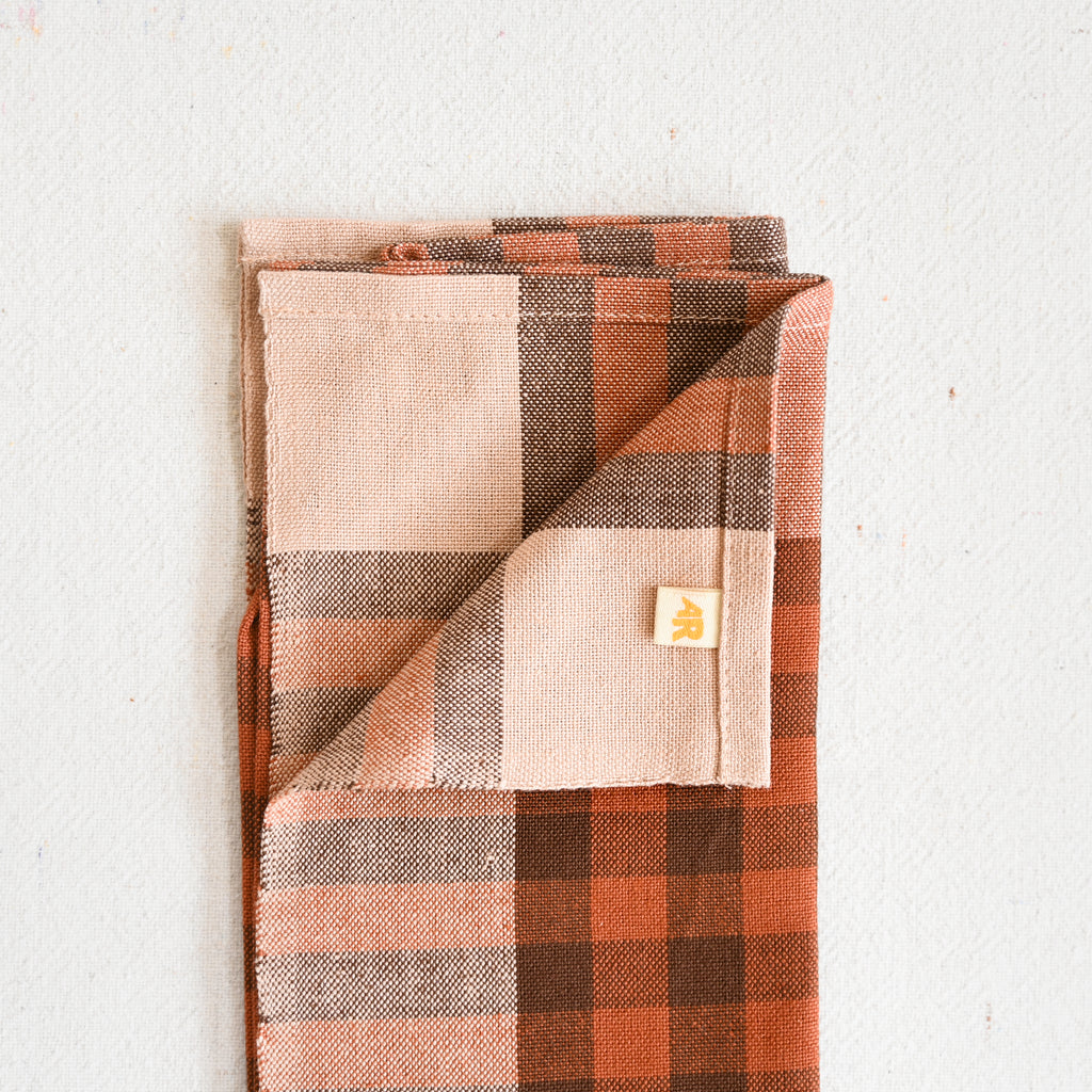 Grid Napkin Pair - Terracotta