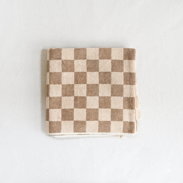 Bathhouse Check Organic Cotton Towel - Tan