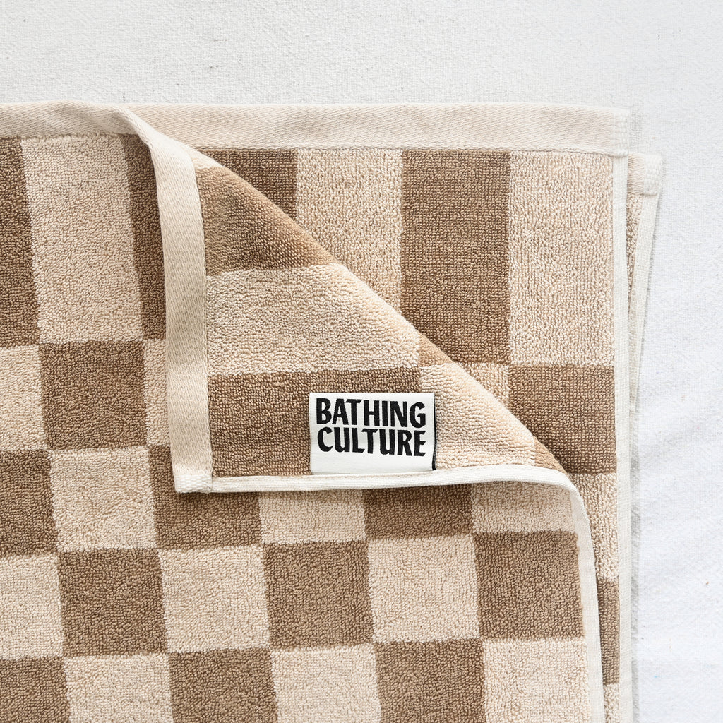 Bathhouse Check Organic Cotton Towel - Tan