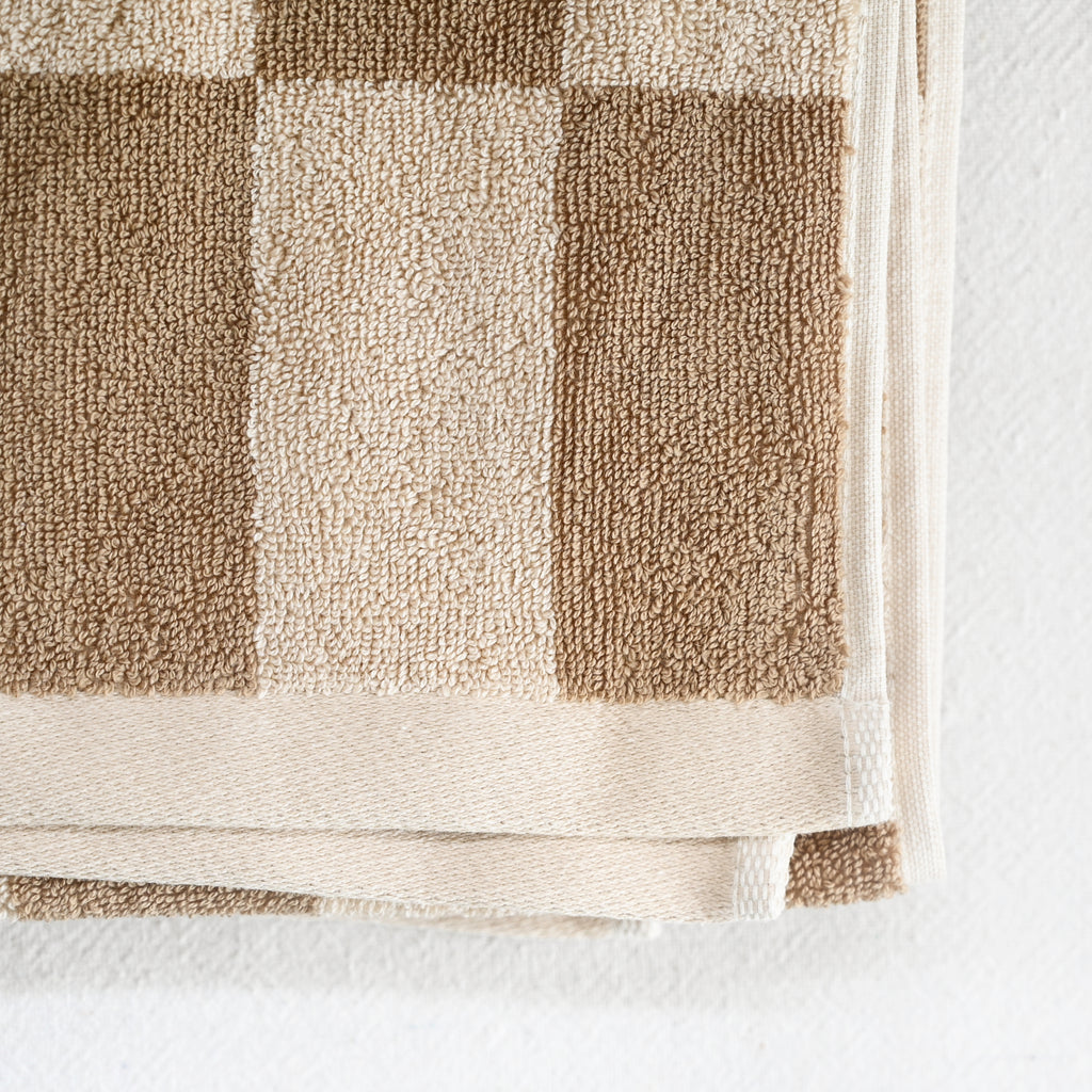 Bathhouse Check Organic Cotton Towel - Tan
