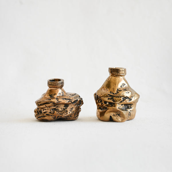 Crushed Bottle Candle Holders - Bronze