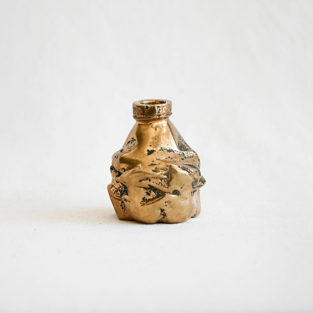 Crushed Bottle Candle Holders - Bronze