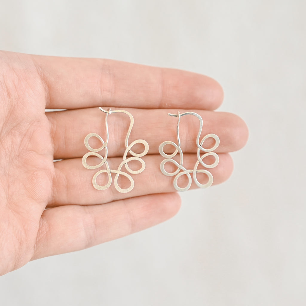 Silos 6 Loop Silver Earrings