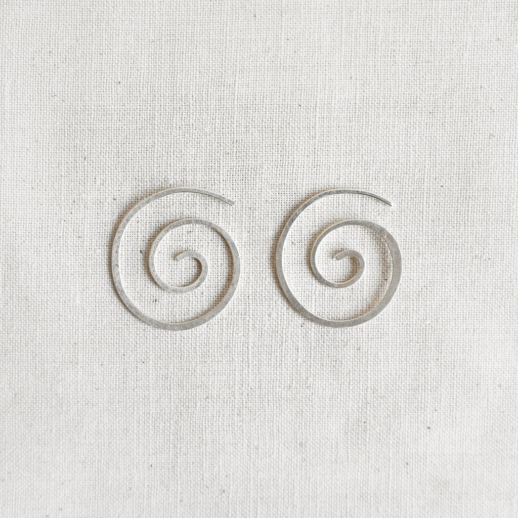 Big Silver Spiral Hoop Earrings