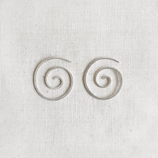 Big Silver Spiral Hoop Earrings