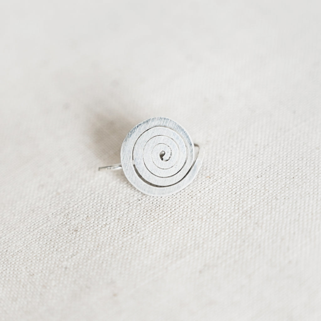 Silver Spiral Hook Earrings