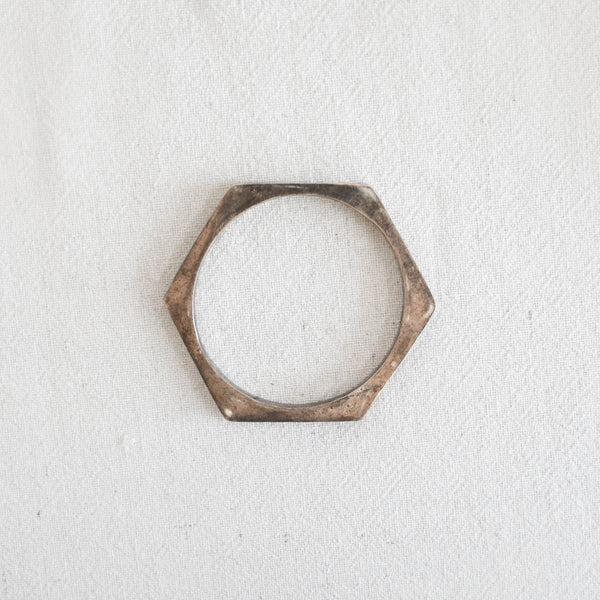 Vintage Sterling Silver Hexagon Bangle