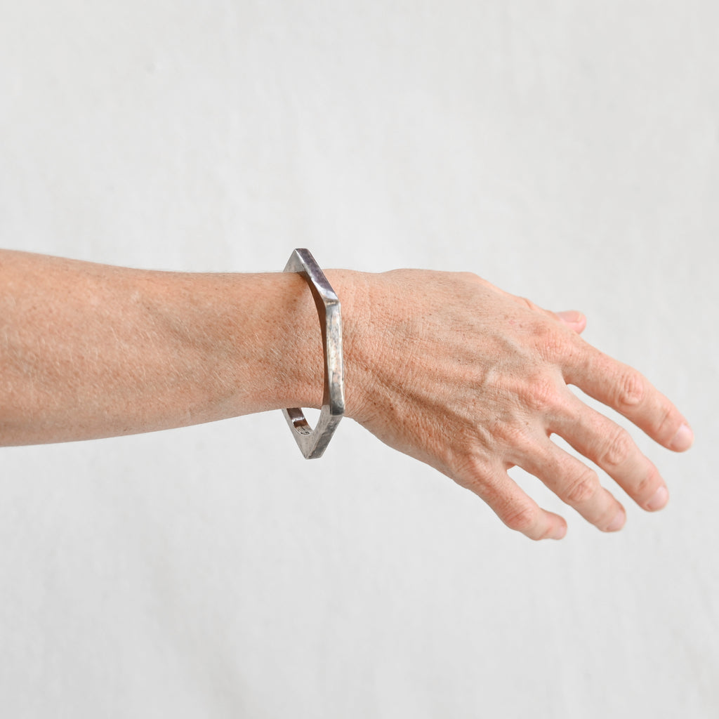 Vintage Sterling Silver Hexagon Bangle