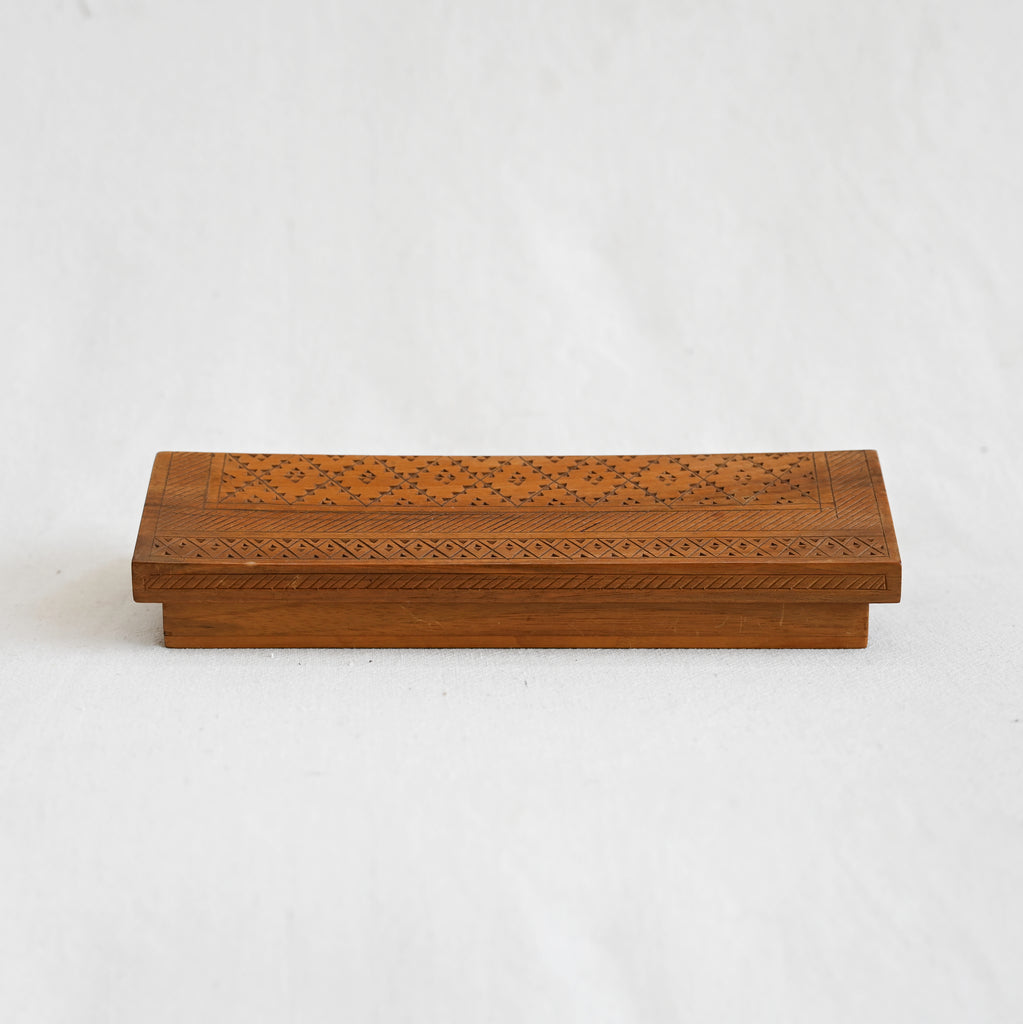 Vintage Wood Carved Jewelry Box