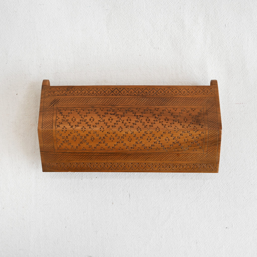 Vintage Wood Carved Jewelry Box