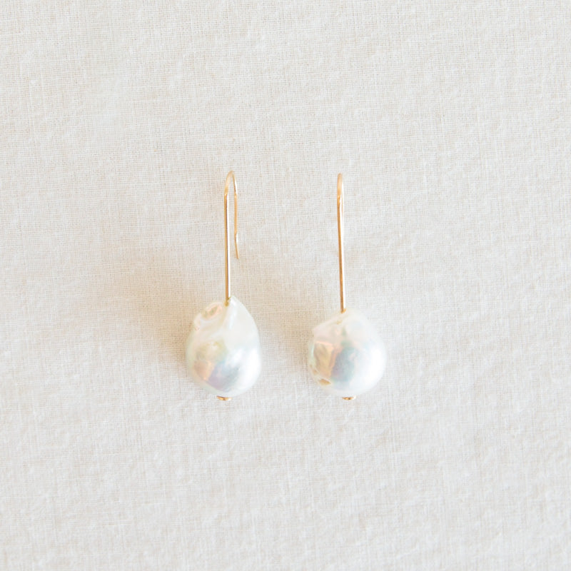 White Baroque Pearl Earrings