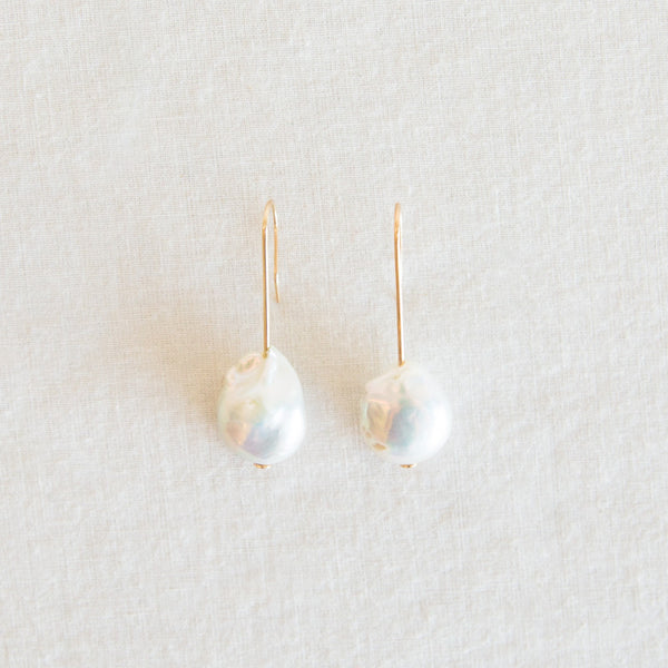 White Baroque Pearl Earrings
