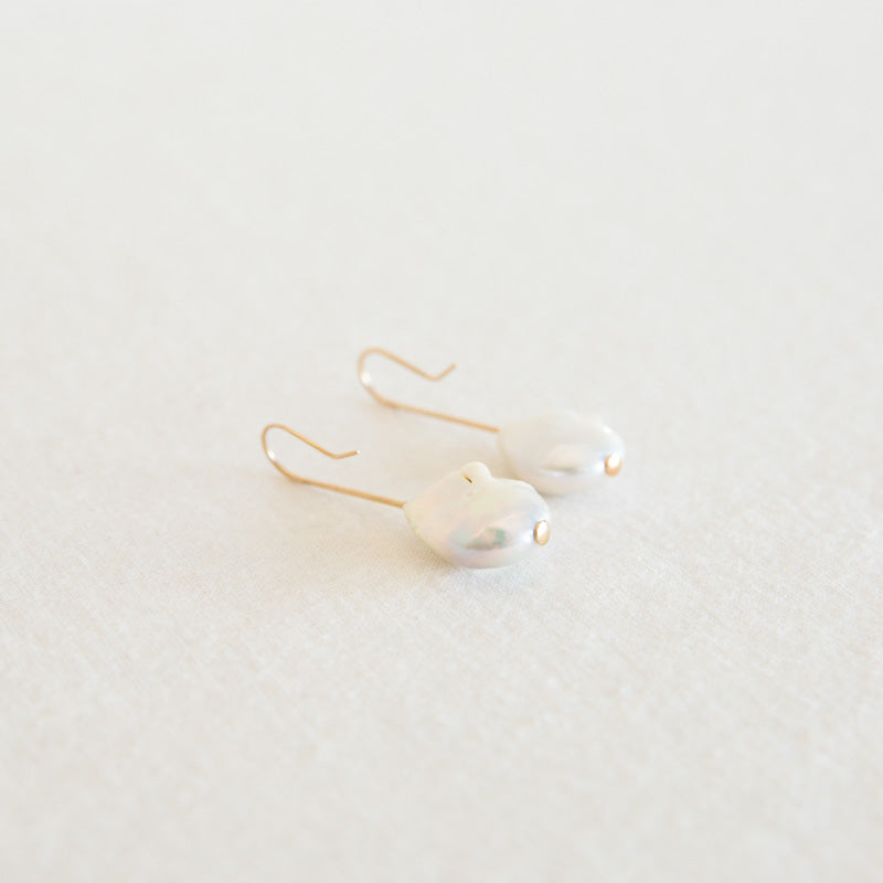 White Baroque Pearl Earrings
