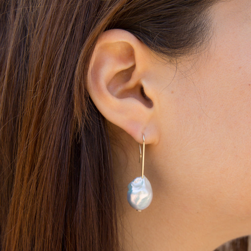 White Baroque Pearl Earrings